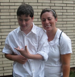 Picture of Clay with his aide Trish