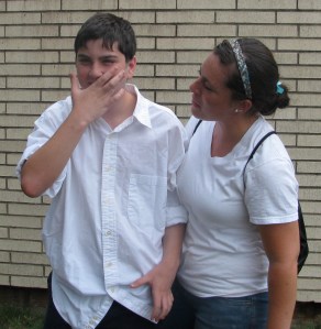 Image of Clay with his aide Trish