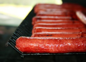 Image of hot dogs on grill